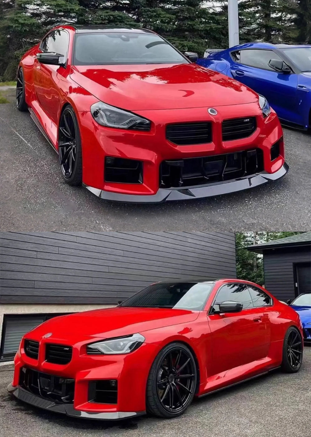 For BMW M2 G87 Upgrade R44 Style Dry Carbon Fiber Front Lip Rear Lip Side Skirt Rear Wrap Angle Rear Spoiler Body Kit