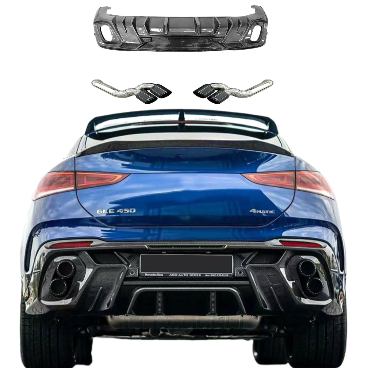 LD Style Body Kit for Mercedes-Benz Gle Coupe Carbon Fiber Rear Diffuser Spoiler Bodykit