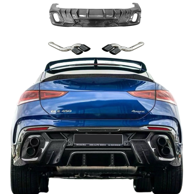 LD Style Body Kit for Mercedes-Benz Gle Coupe Carbon Fiber Rear Diffuser Spoiler Bodykit