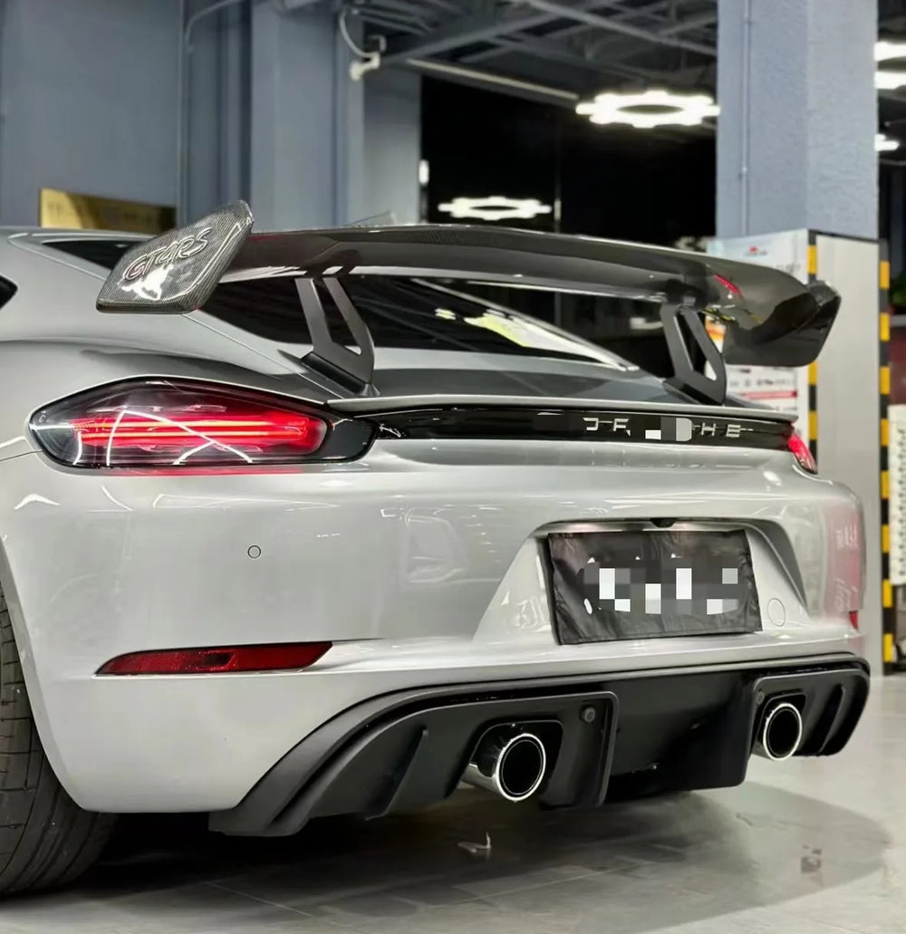 Alerón y difusor trasero estilo RS en fibra de carbono para Porsche 718 Cayman / Boxster