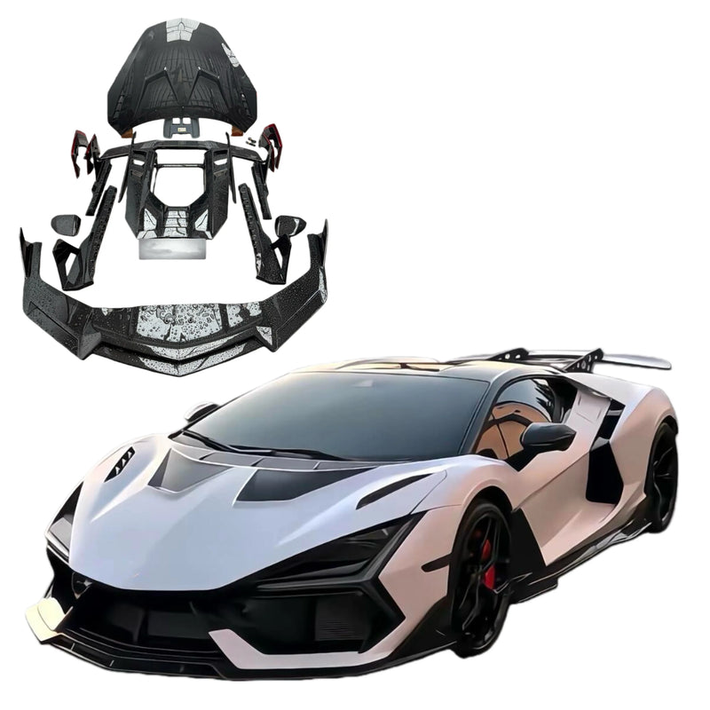DK Style Dry Carbon Fiber Body Kit for Lamborghini Revuelto Dry Carbon Fiber Front Lip Skirt Rear Diffuser Spoiler Hood Body Kit