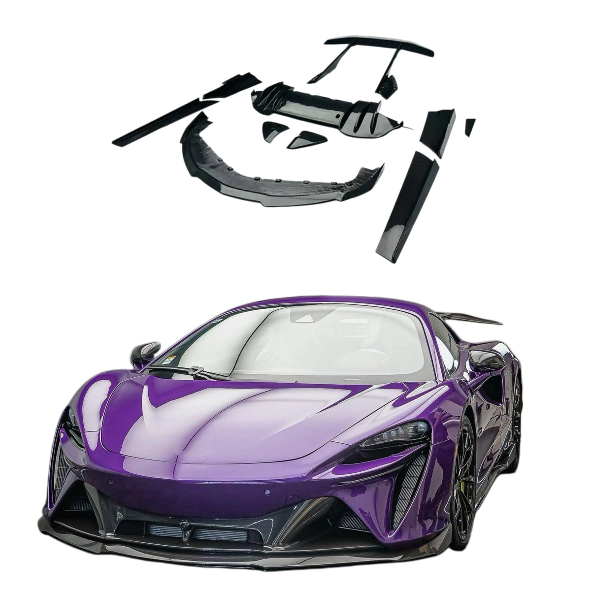 For Mclaren Artura Modification Novitc Style Dry Carbon Fiber Front Lip Side Skirts Rear Diffuser Spoiler Body Kit