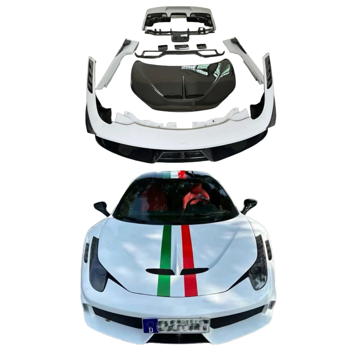 Sp Style Body Kit for Ferrari 458 Upgrade SP Front Bumper Rear Bumper Side Skirt Spoiler Hood