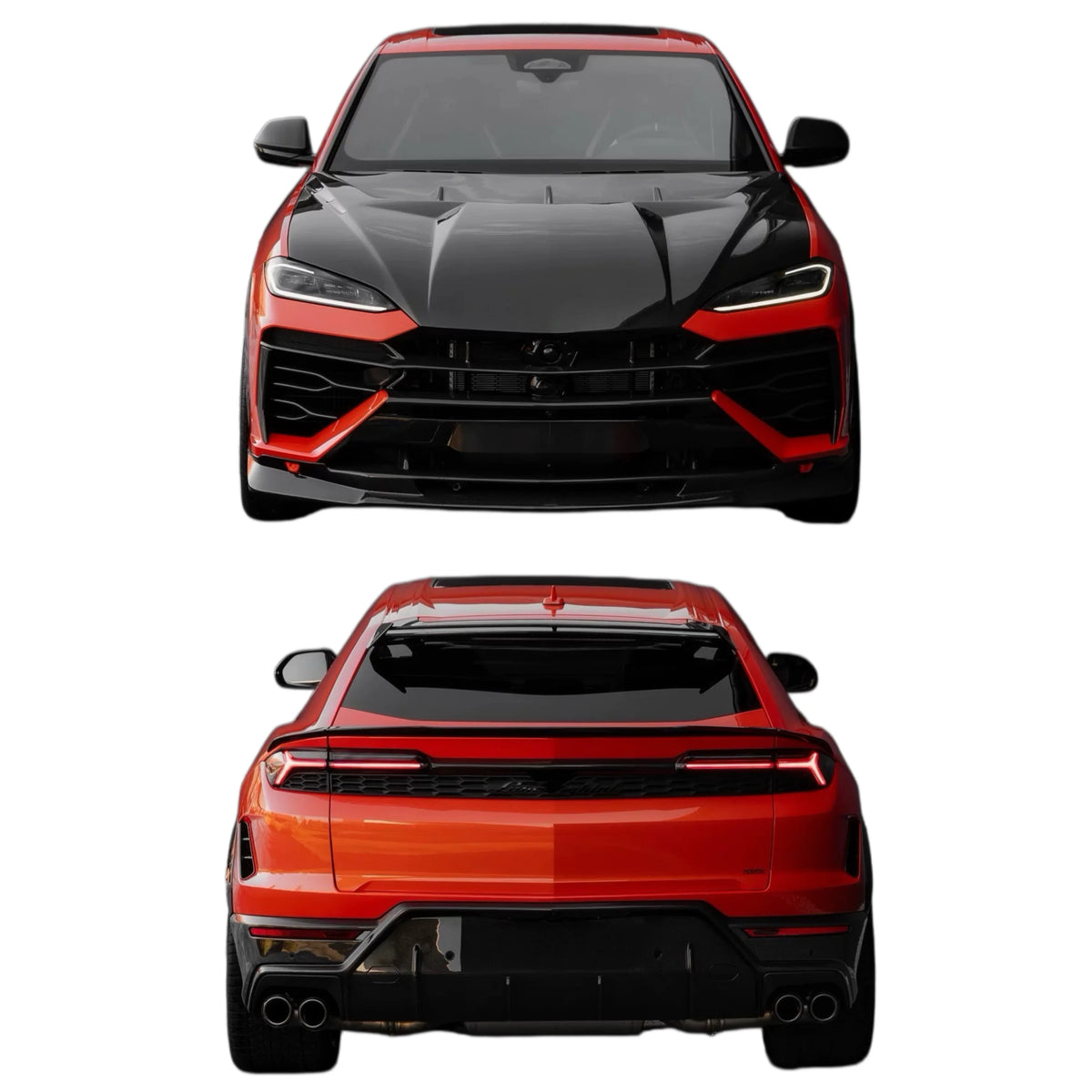 For Lamborghini Urus SE Upgrade N Style Dry Carbon Fiber Kit Front Lip Side Skirts Spoiler Rear Diffuser Wheel Arches Hood