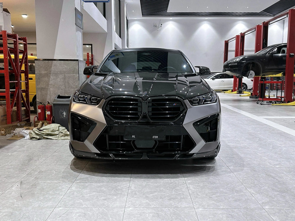 Kit de carrocería en fibra de carbono para BMW X6 M F96, con labio, taloneras, difusor, alerón y capó
