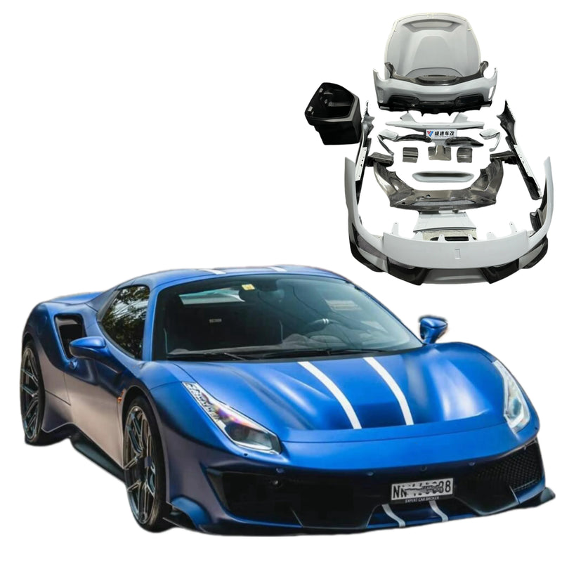 Upgrade Pista Style Body Kit for 488 Front and Rear Bumper Diffuser Spoiler Body Kit