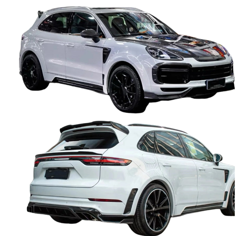 For Porsche Cayenne 9Y0 Upgrade MSY Style Carbon Fiber Wide Body Kit Front Lip Skirt Spoiler Hood