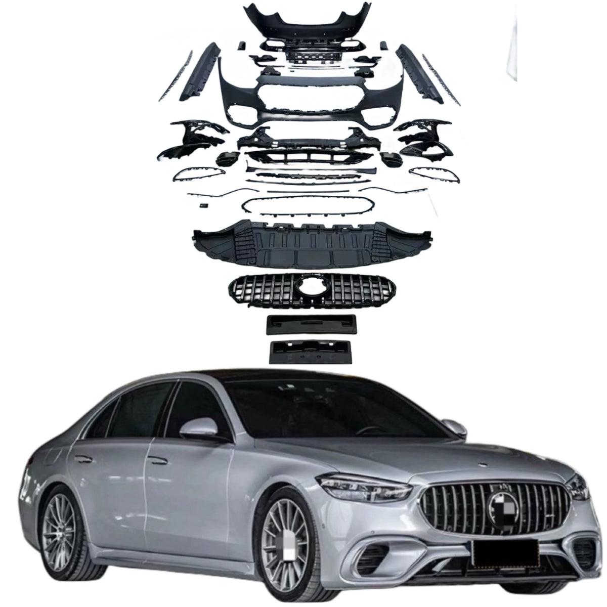 Front Rear Bumper Diffuser Body Kit for Mercedes Benz S-Class W223 2021 2022 2023 Upgrade to S63 Amg Body Kit