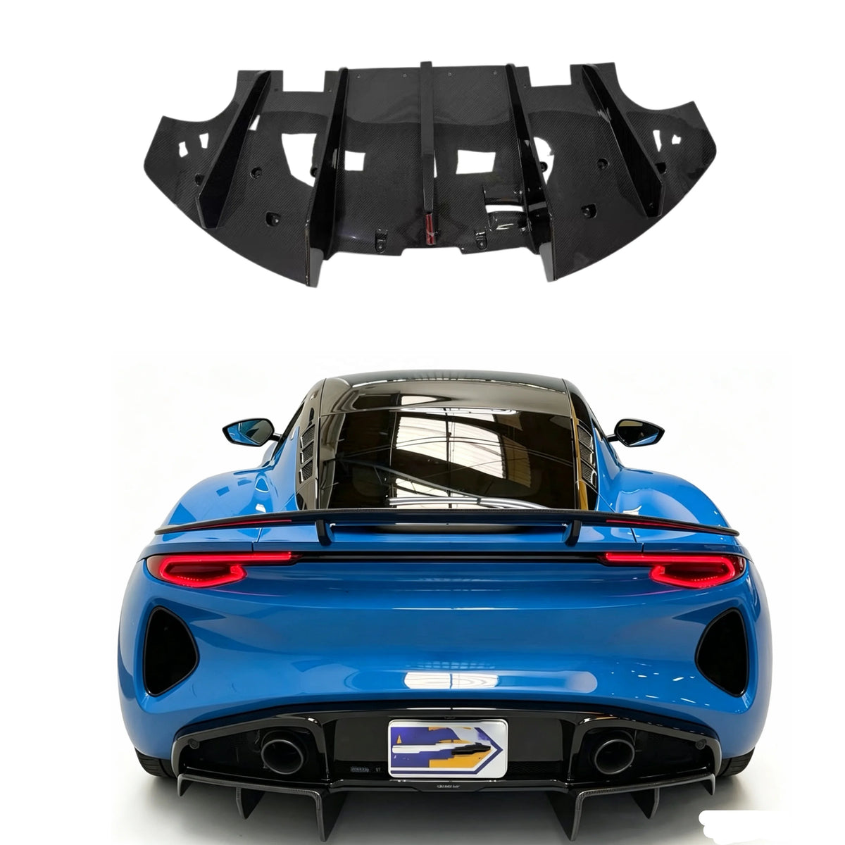 Lotus Emira V-Style Dry Carbon Fiber Rear Diffuser Spoiler Body Kit Upgrade