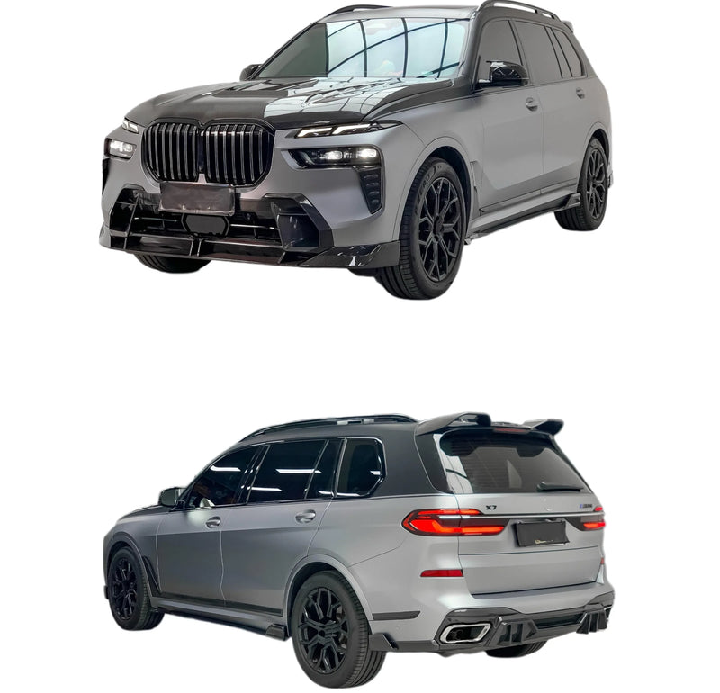 Kit de carrocería en fibra de carbono para BMW X7 G07, con labio, taloneras, difusor, alerón y capó