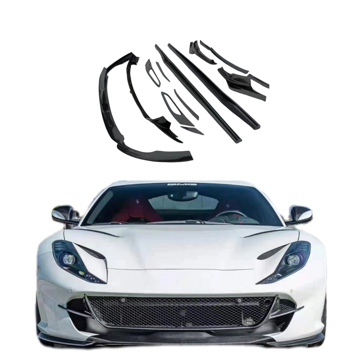 N Style Carbon Fiber for Ferrari 812 Superfast Front and Rear Bumper Lips for Body Kit