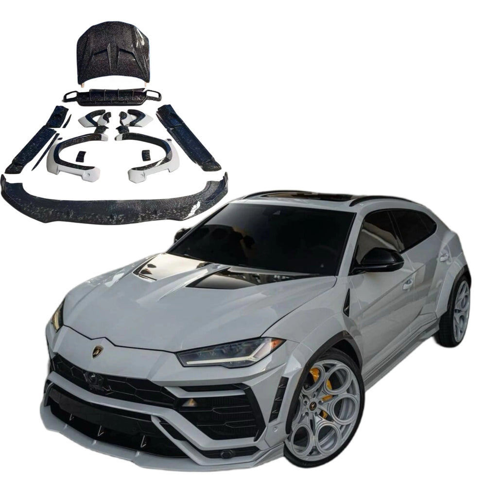 JISU Car Modification Body Kit Wide Carbon Fiber Front Lip Hood Wide-Body Bumper Diffuser Spoiler for Lamborghini Urus