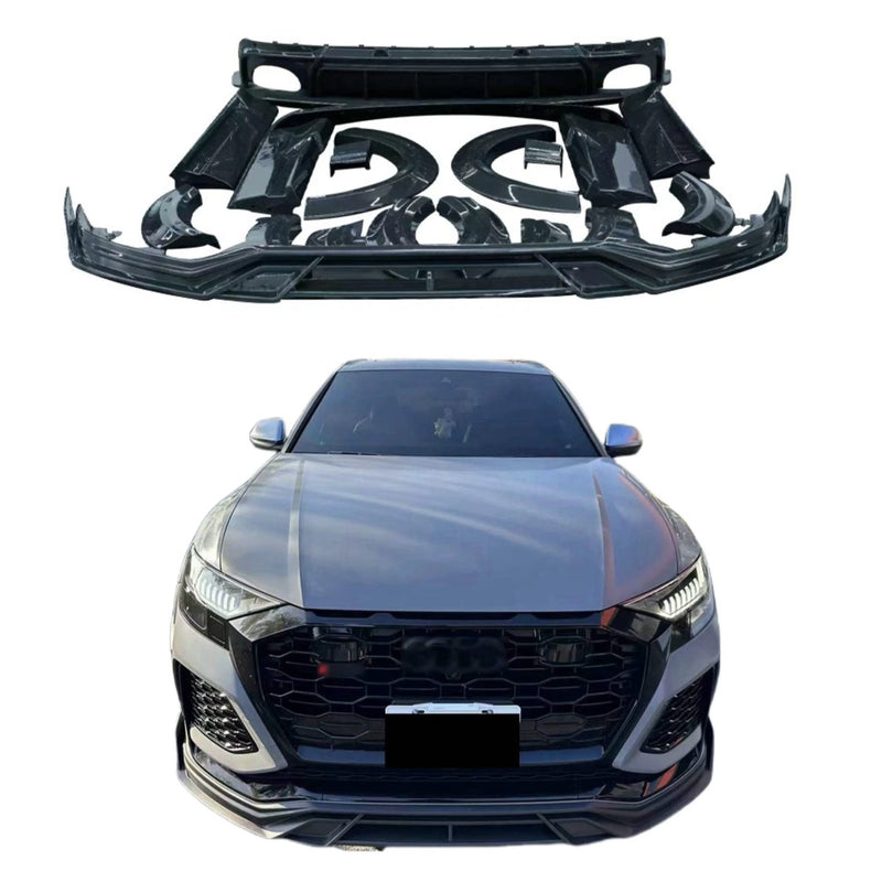 Aulea Style Dry Carbon Fiber Body Kit for Audi Rsq8 Front Lip Skirt Rear Diffuser Spoiler Hood Wide Body Kit