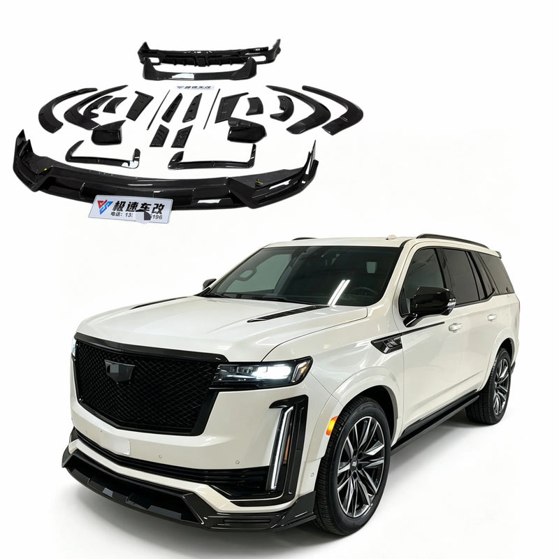 Dry Carbon Fiber MSY Style Body Kit for Cadillac Escalade - Front Lip, Side Skirts, and Rear Diffuser Spoiler