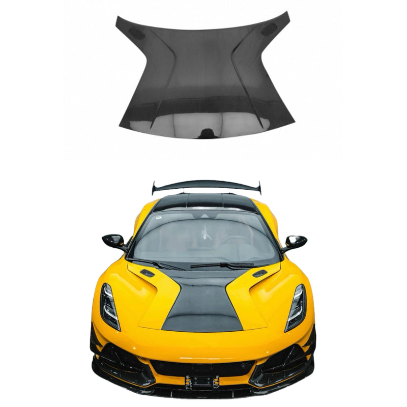 Monotk Style Dry Carbon Fiber Hood for Lotus Emira Dry Carbon Fiber Engine Cover