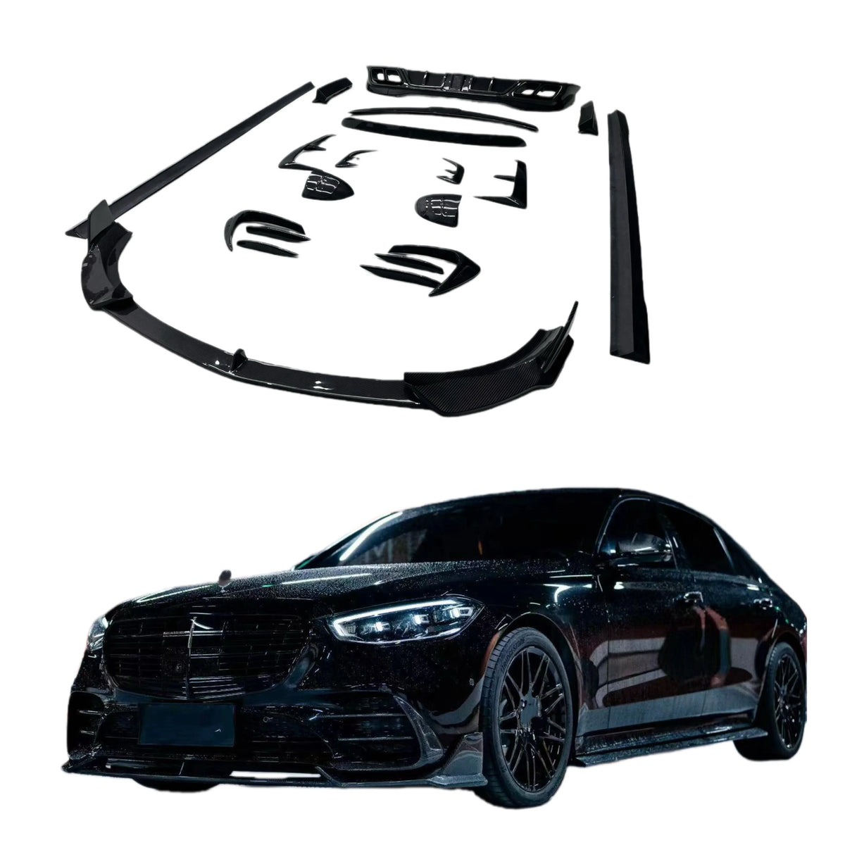 For Mercedes-Benz S-Class W223 Upgrade MSY Dry Carbon Fiber Front Lip Skirt Rear Diffuser Spoiler Mirror Body Kit