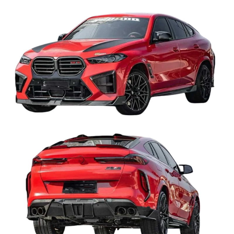 SQ Style Dry Carbon Fiber Body Kit for BMW X6M F96 2023+ Front Bumper Lip Grille Hood Spoiler Diffuser Auto Parts