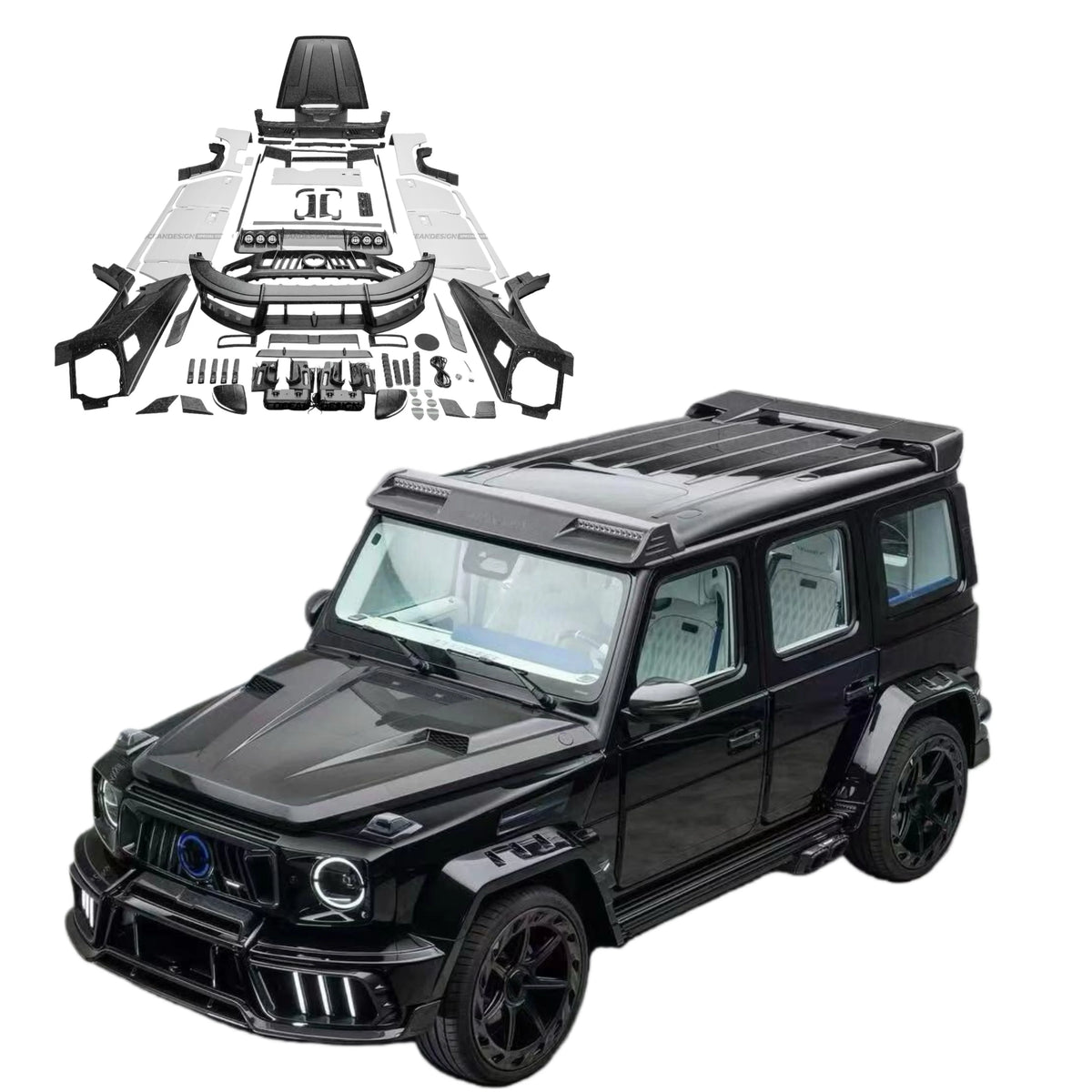MSY Style Forged Dry Carbon Fiber Body Kit for Mercedes-Benz G-Class W464 W465 Front and Rear Bumper Spoiler Hood Wide Body Kit