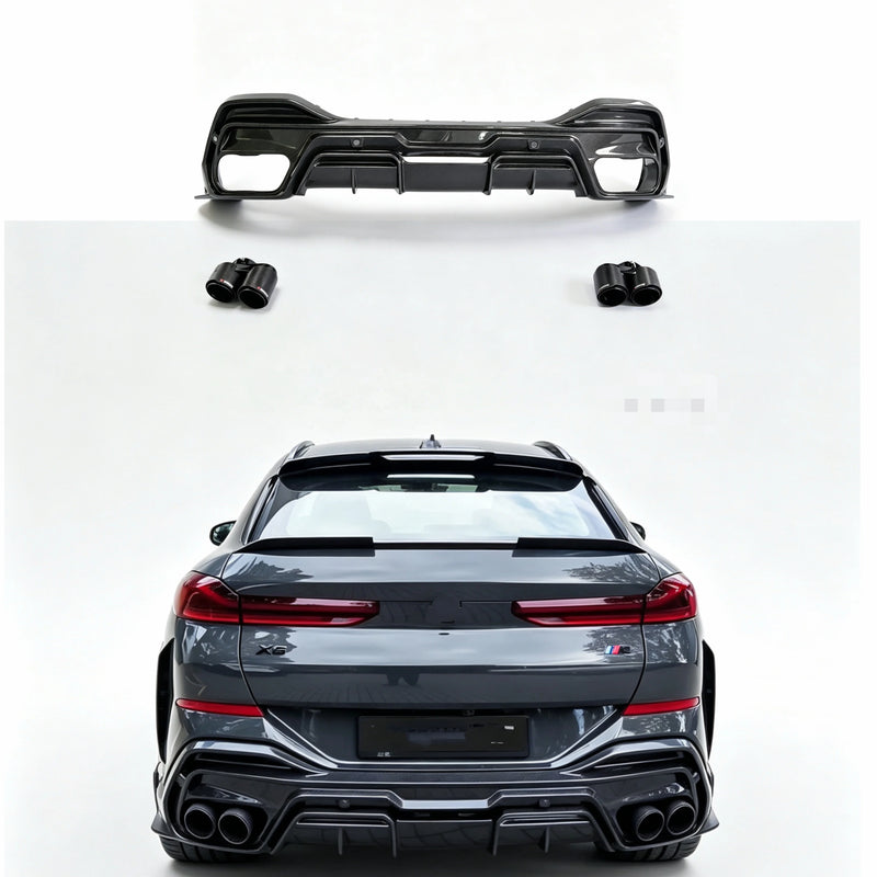 PK Style Carbon Fiber Rear Diffuser Rear Spoiler for BMW X6 G06 Body Kit