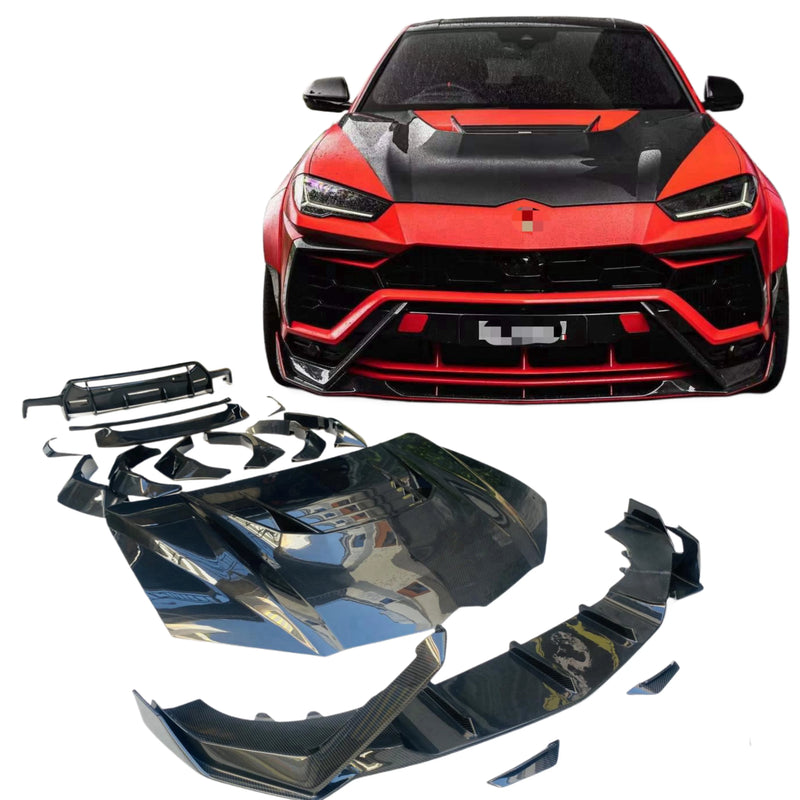 V Style Dry Carbon Fiber Wide Body Kit for Lamborghini Urus Carbon Fiber Body Kit Urus Front Lip Diffuser Spoiler Hood Wide-Body
