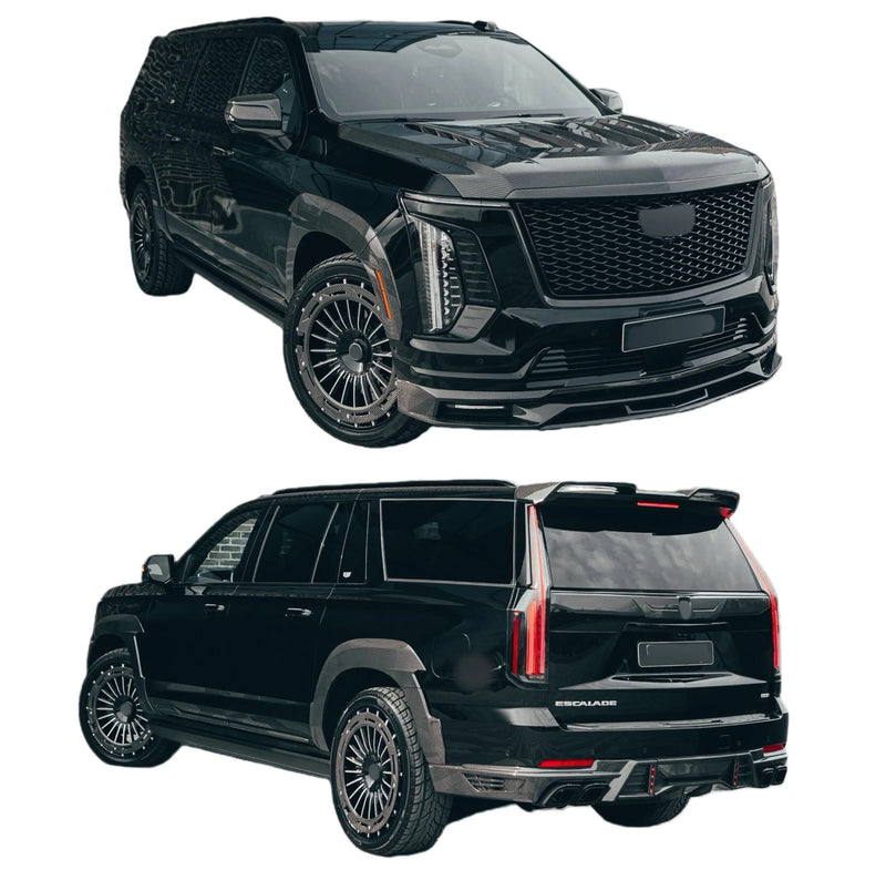 For Cadillac Escalade V 2025 Upgrade LD Style Dry Carbon Fiber Front Lip Skirt Rear Diffuser Spoiler Hood Wide Body Kit