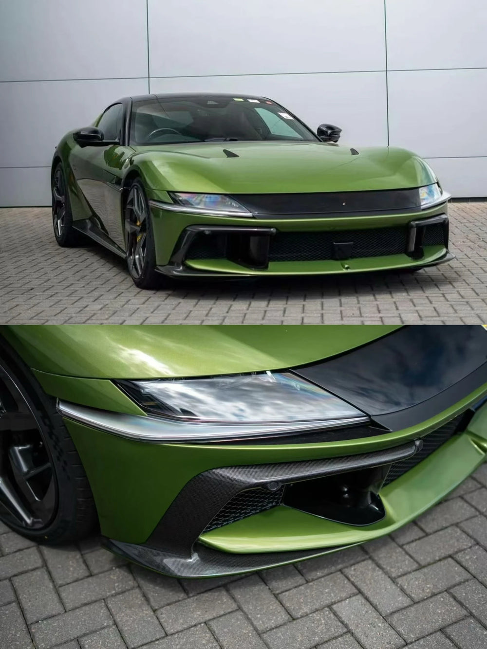 For Ferrari 12 Cilindri Upgrade OEM Style Dry Carbon Fiber Front Lip Skirt Rear Diffuser Spoiler Body Kit