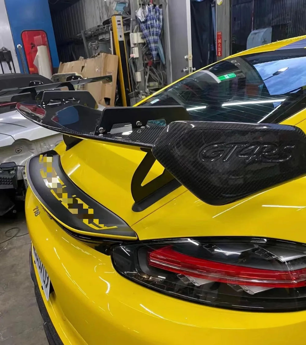 Alerón y difusor trasero estilo RS en fibra de carbono para Porsche 718 Cayman / Boxster