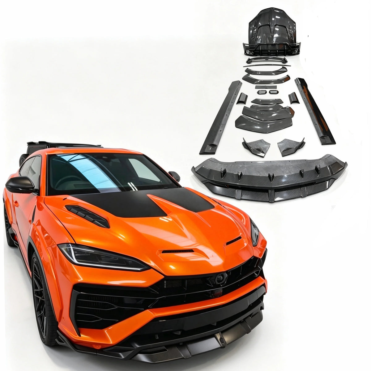 Dry Carbon Fiber UB Style Body Kit Front Lip Side Skirts Rear Diffuser Spoiler Wheel Arches for Lamborghini Urus SE