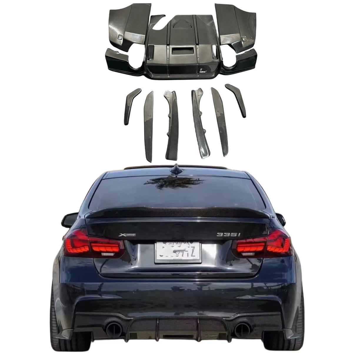 Auto Body Parts Carbon Fiber Rear Lip Diffuser for BMW 3 Series F30 F35 320I 328I 335I GEX Style Body Kit