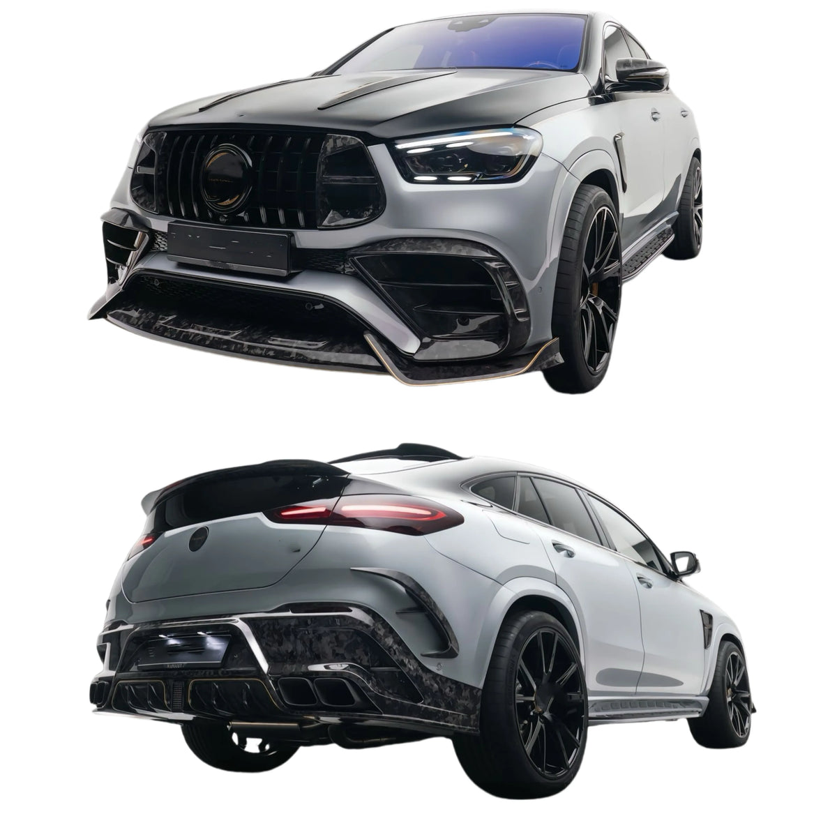 Msy Style Carbon Fiber Front Splitter Lip Engine Cover Wide Body Kit for Mercedes Benzgle Couple GLE63AMG Body Kit 2025