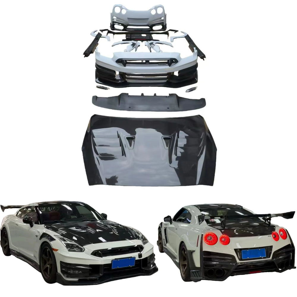 Upgrade Top Secret Style Carbon Fiber Body Kit for Nissan GTR R35 2024 Front Rear Bumper Spoiler Engine Cover Side Skirts