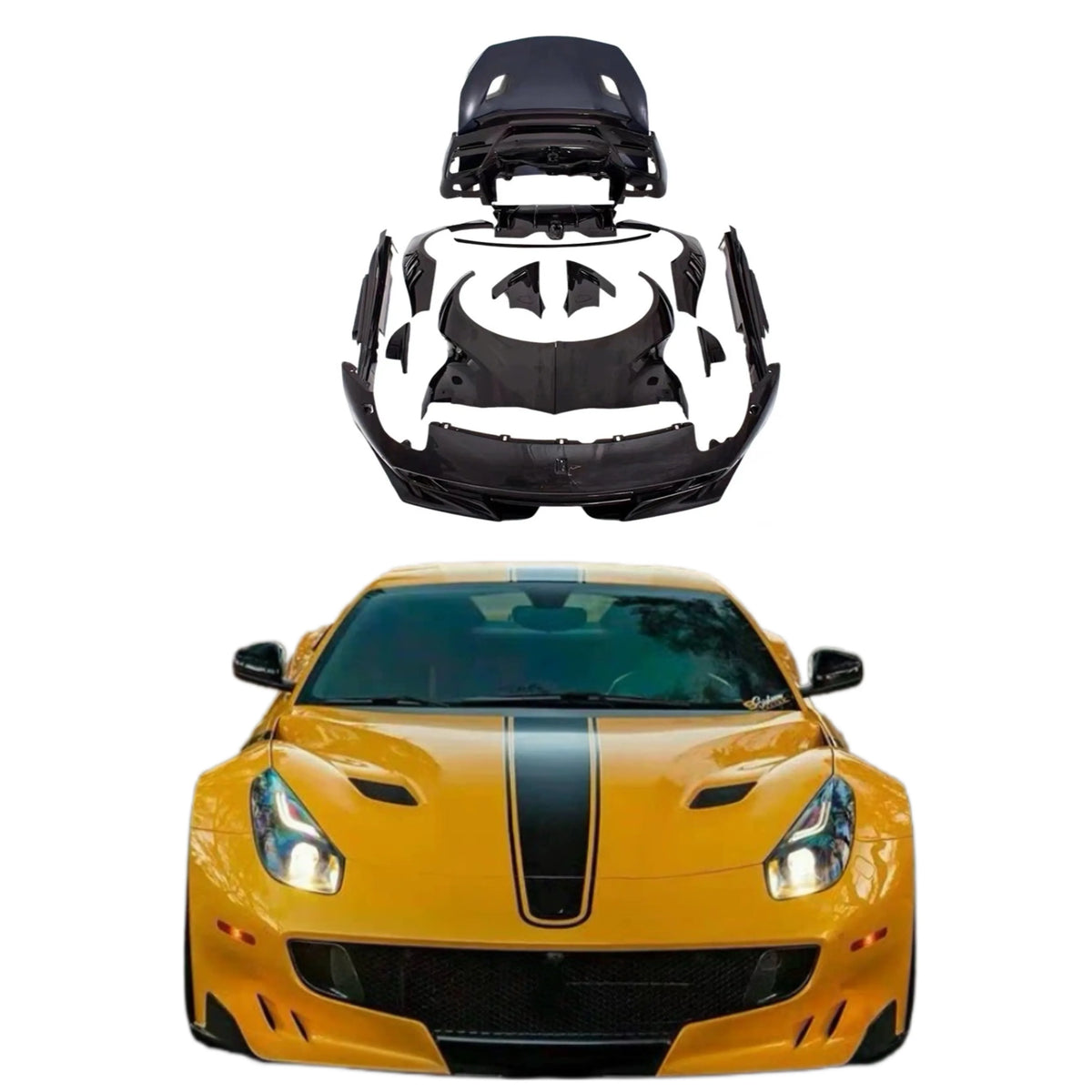 TDF Style Body Kit for Ferrari F12 Front and Rear Bumper Side Skirt Fender Wide Body Kit
