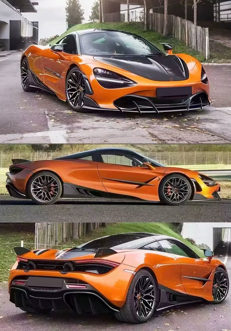 For Mclaren 720S Upgrade Top Real Carbon Fiber Front Lip Side Skirts Rear Diffuser Spoiler Hood Body Kit