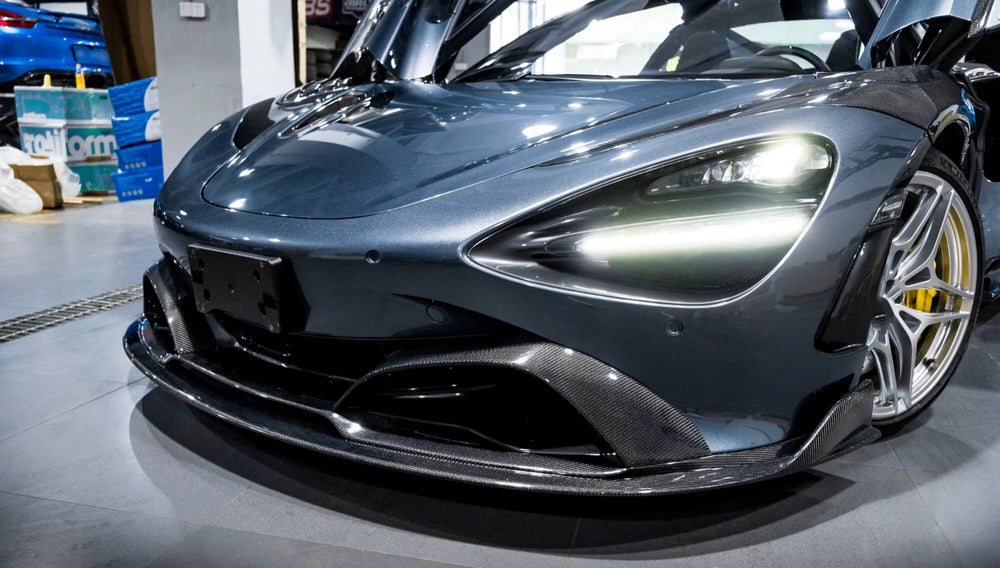 Carbon Fiber Black Sails Body Kit Is Suitable for Mclaren 720S Front Lip Skirt Spoiler Diffuser Fender.