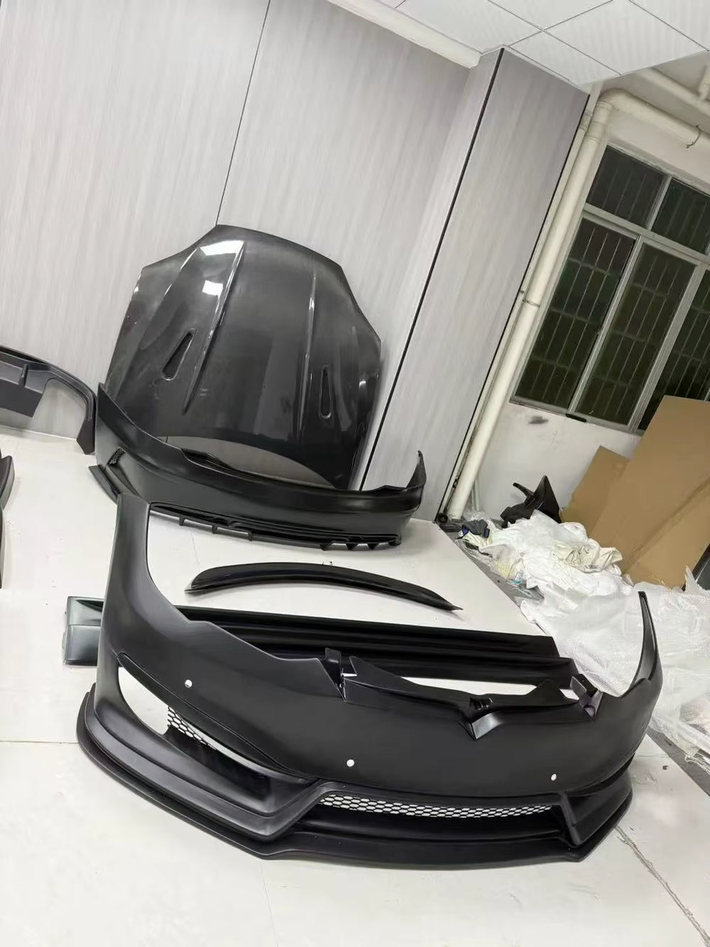 PD Style Front and Rear Bumpers Hood Diffuser Spoiler Bodykit Abs Material for Tesla Model S Body Kit