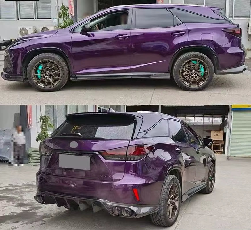 AT Style Carbon Fiber Body Kit for Lexus RX350L 40HL 2018-2021 Carbon Fiber Front Lip Skirt Rear Diffuser Spoiler Wide Body Kit
