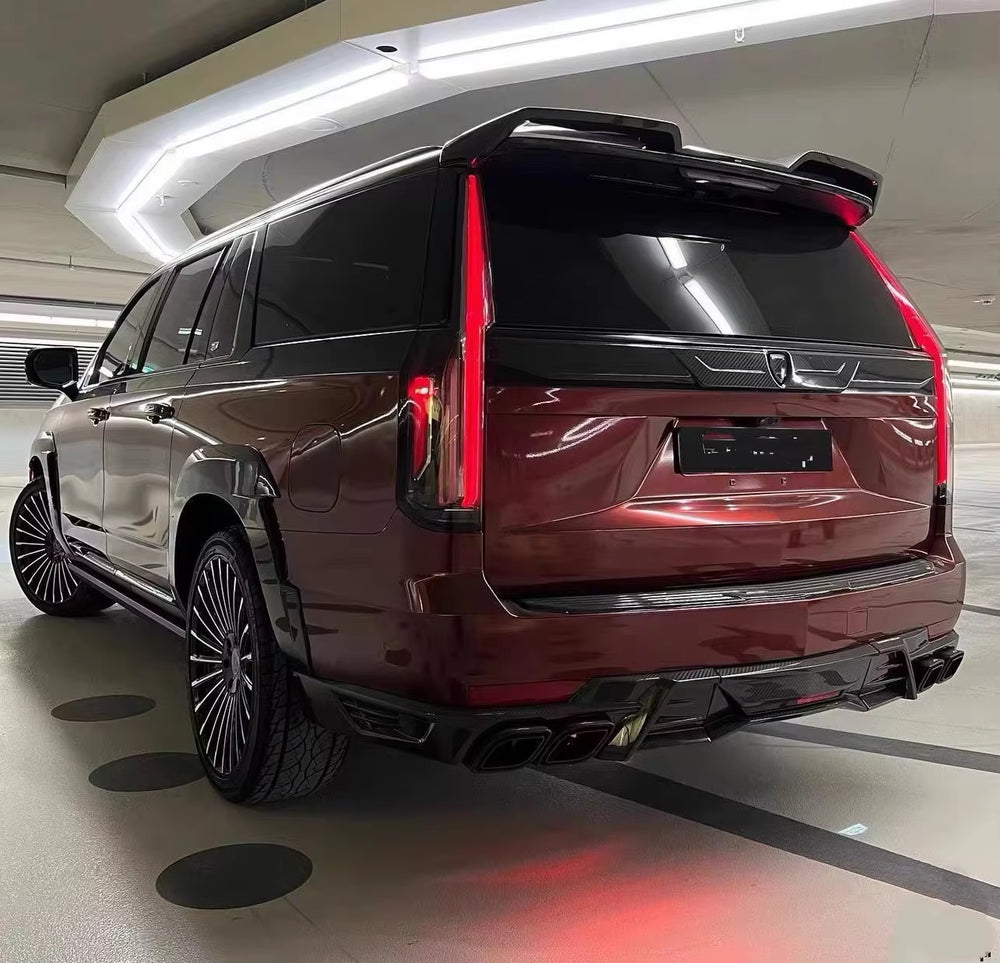 LD Style Carbon Fiber Wide Body Kit for Cadillac Escalade 2020-2025 Front Spoiler Lip Rear Diffuser Hood Grill