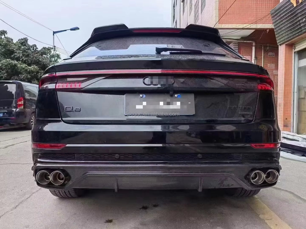 Carbon Fiber Front Lip Splitter Rear Diffuser Spoiler Exhaust Facelift Bodykit for Audi Q8 Abt Style