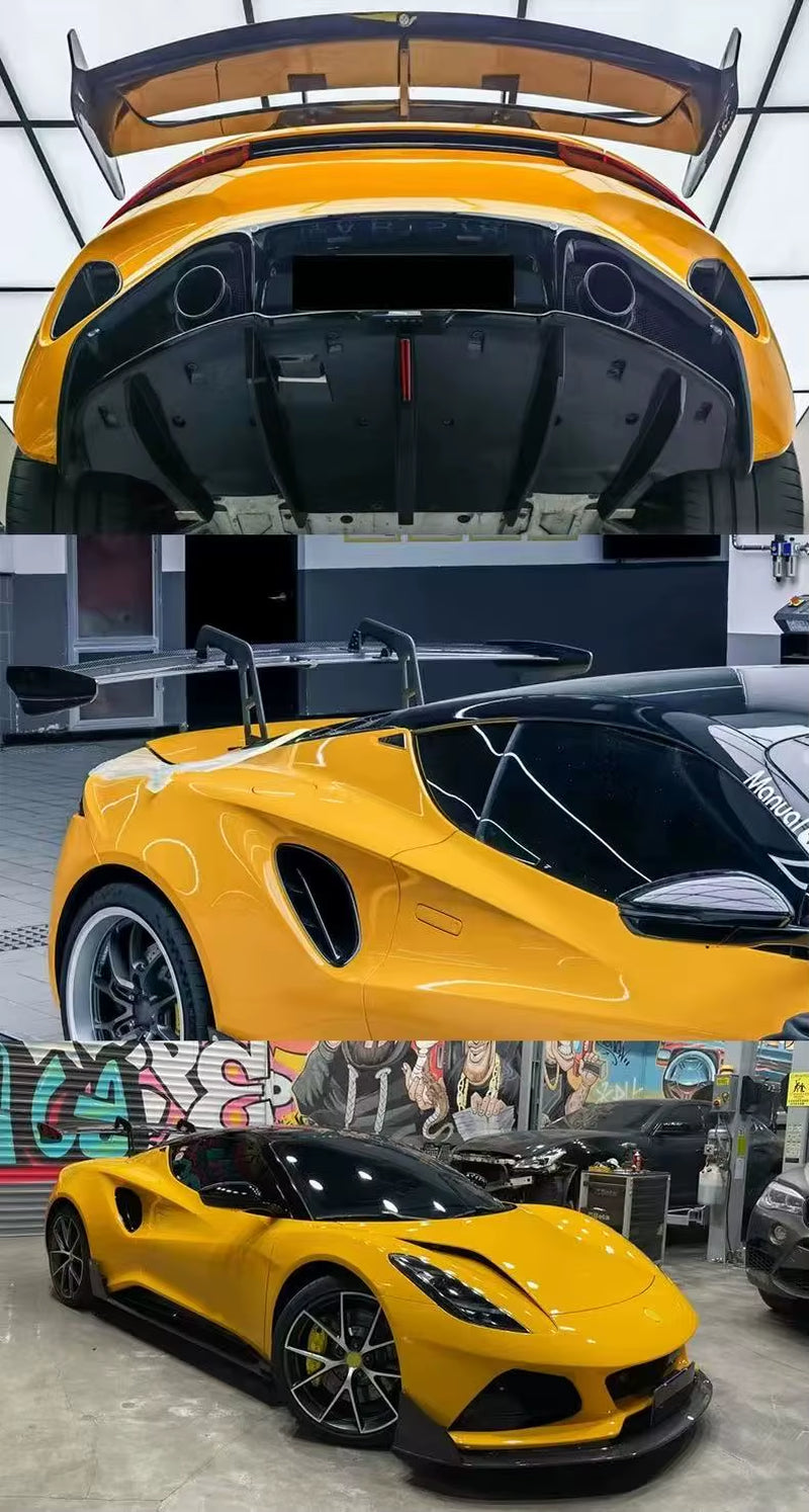 For Lotus Emira Upgrade Aene-Style Dry Carbon Fiber Front Lip Side Skirts Rear Diffuser Rear Spoiler Body Kit