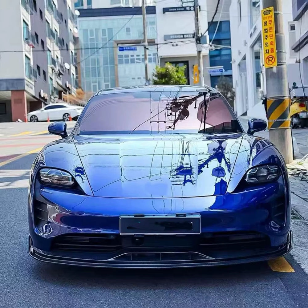 PK Style Carbon Fiber Body Kit for Porsche Taycan Carbon Fiber Front Lip Skirt Rear Diffuser Spoiler Body Kit