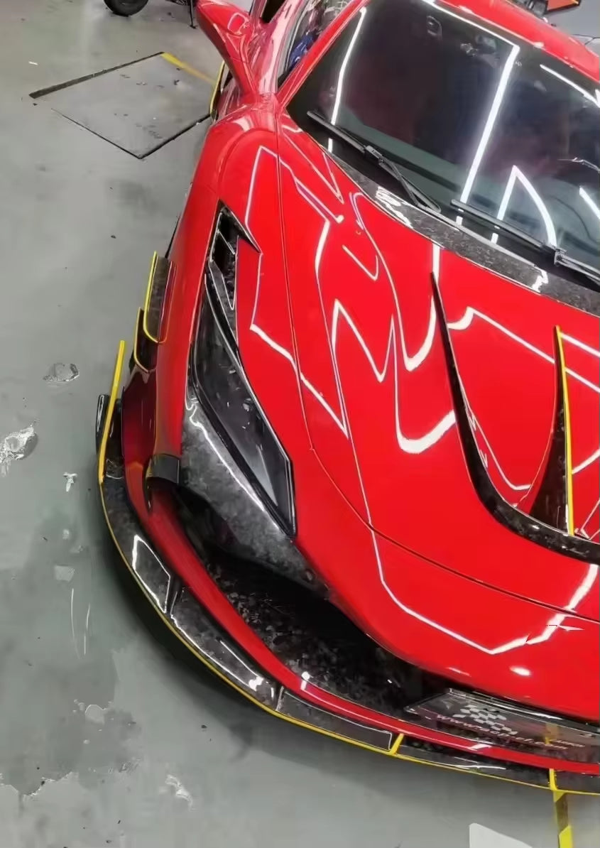 M Style Dry Carbon Fiber Front Lip Side Skirt Rear Diffuser Front Bumper for Ferrari F8 Body Kit