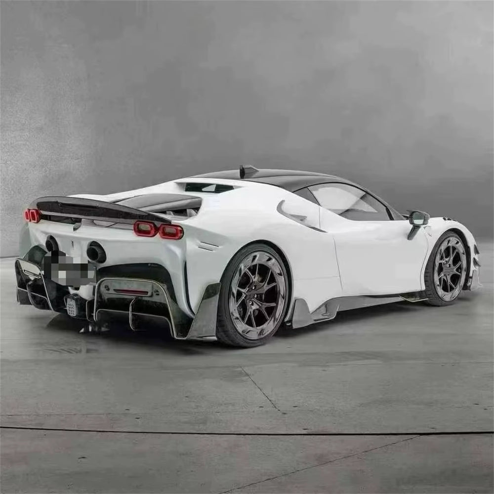 For Ferrari SF90 Msy-Style Dry Carbon Fiber Front Lip Skirt Rear Diffuser Spoiler Body Kit for Ferrari SF90