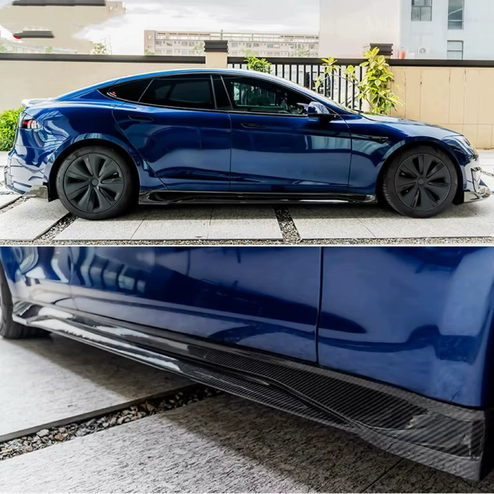 CT Style Dry Carbon Fiber Body Kit for Tesla Model S 2021-2023 Front Lip Skirt Rear Diffuser Spoiler Hood Body Kit