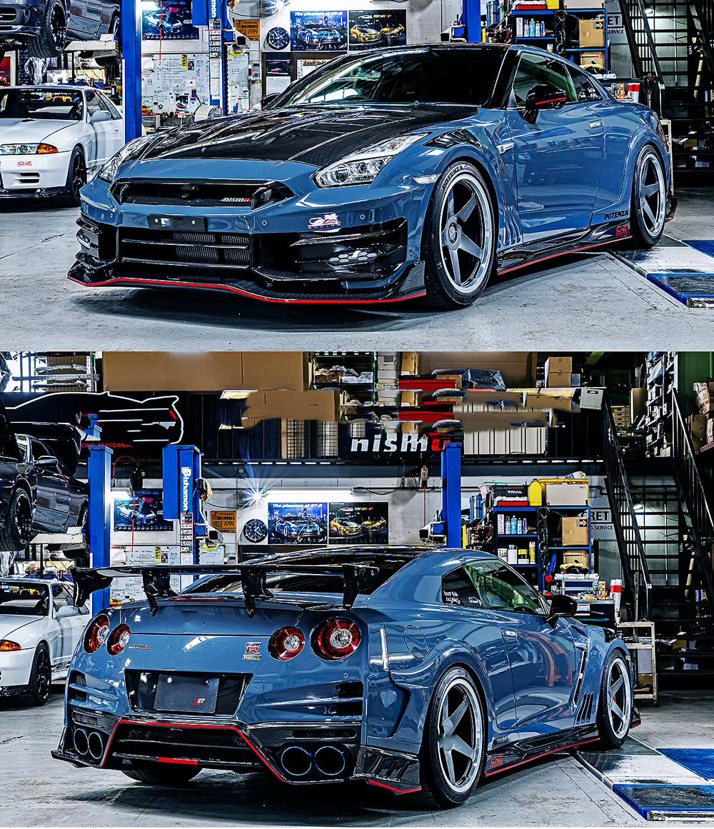 2024 Top Secret Style Body Kit for Nissan GTR R35 Car Front Rear Bumper Spoiler Engine Cover Side Skirts for GTR R35 Body Kit
