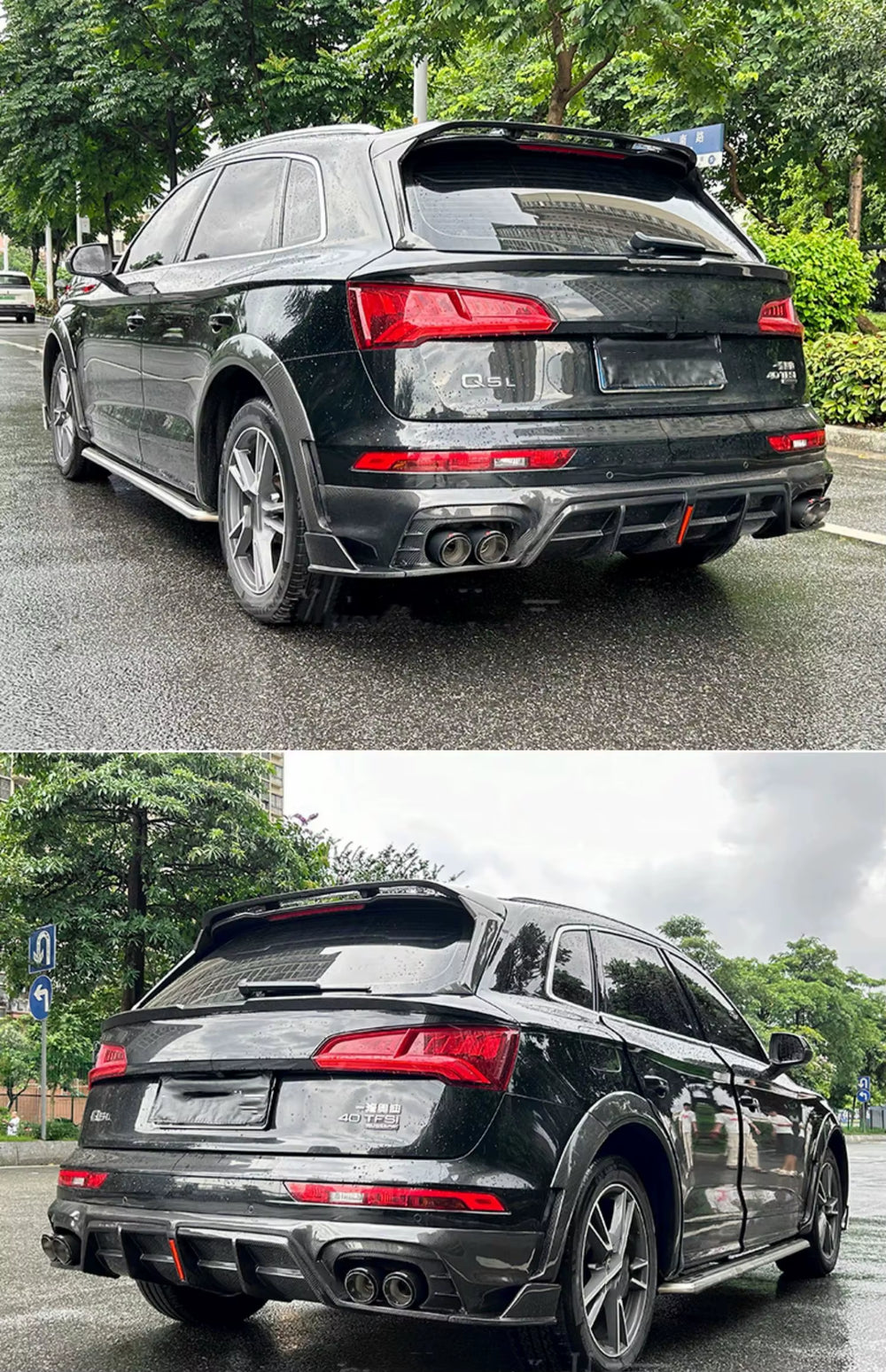 Carbon Fiber Body Kit for Audi Q5L 2018-2022 Front Lip Side Skirt Rear Lip Spoiler Top Wing