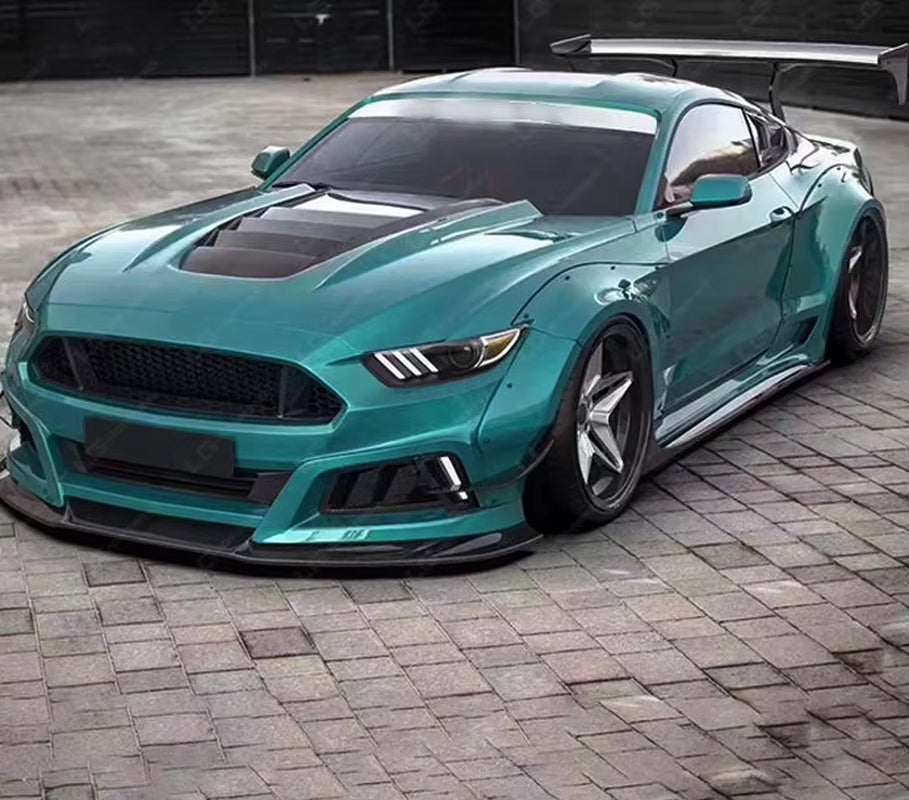 Car Bumpers Body Kit for Ford Mustang Upgrade to Robt 2 Wide Style Car Body Kit Front Bumper Side Skirts Hood Spoiler Diffuser
