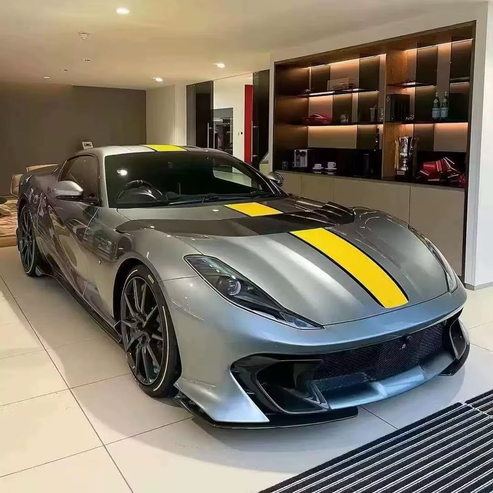 For Ferrari 812 Upgrade Competizione Dry Carbon Fiber Front and Rear Bumper Side Skirts Fender Hood Wide Body Kit