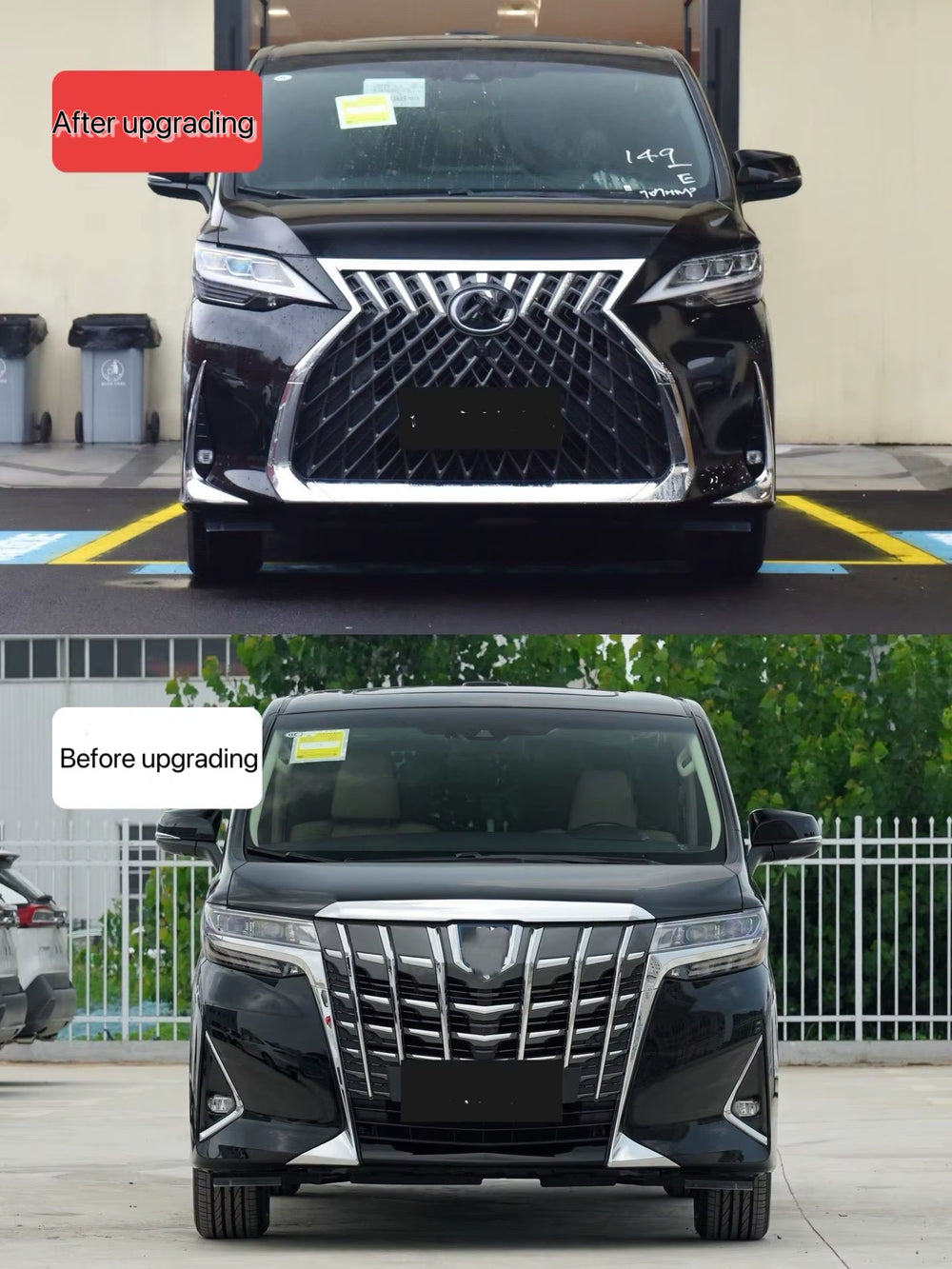 Auto Parts for Toyota Alphard Vellfire 2015 2016 2017 2018 Upgrade to Lexus LM Style Front and Rear Bumper Diffuser Headlights