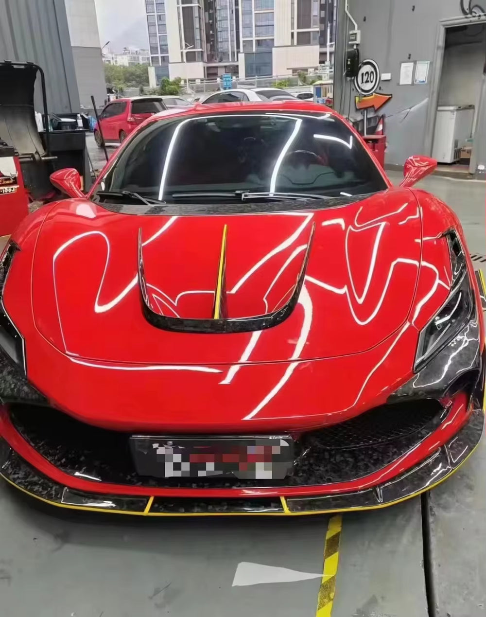 M Style Dry Carbon Fiber Front Lip Side Skirt Rear Diffuser Front Bumper for Ferrari F8 Body Kit