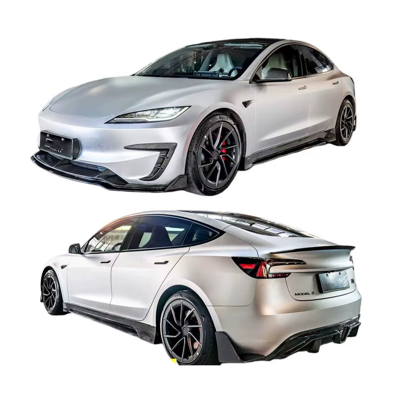 For Tesla Model 3P Upgrade CMST Carbon Fiber Front Lip Skirt Rear Diffuser Spoiler Body Kit